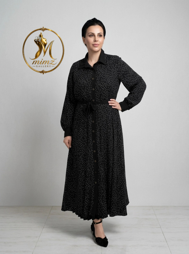 پیراهن ماکسی خالدار مشکی