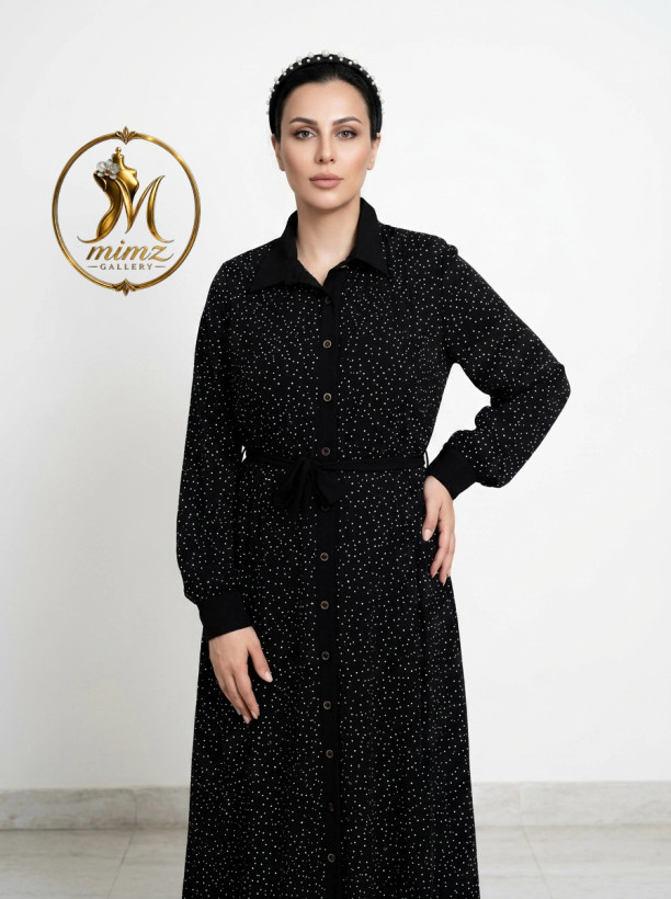 پیراهن ماکسی خالخالی مشکی