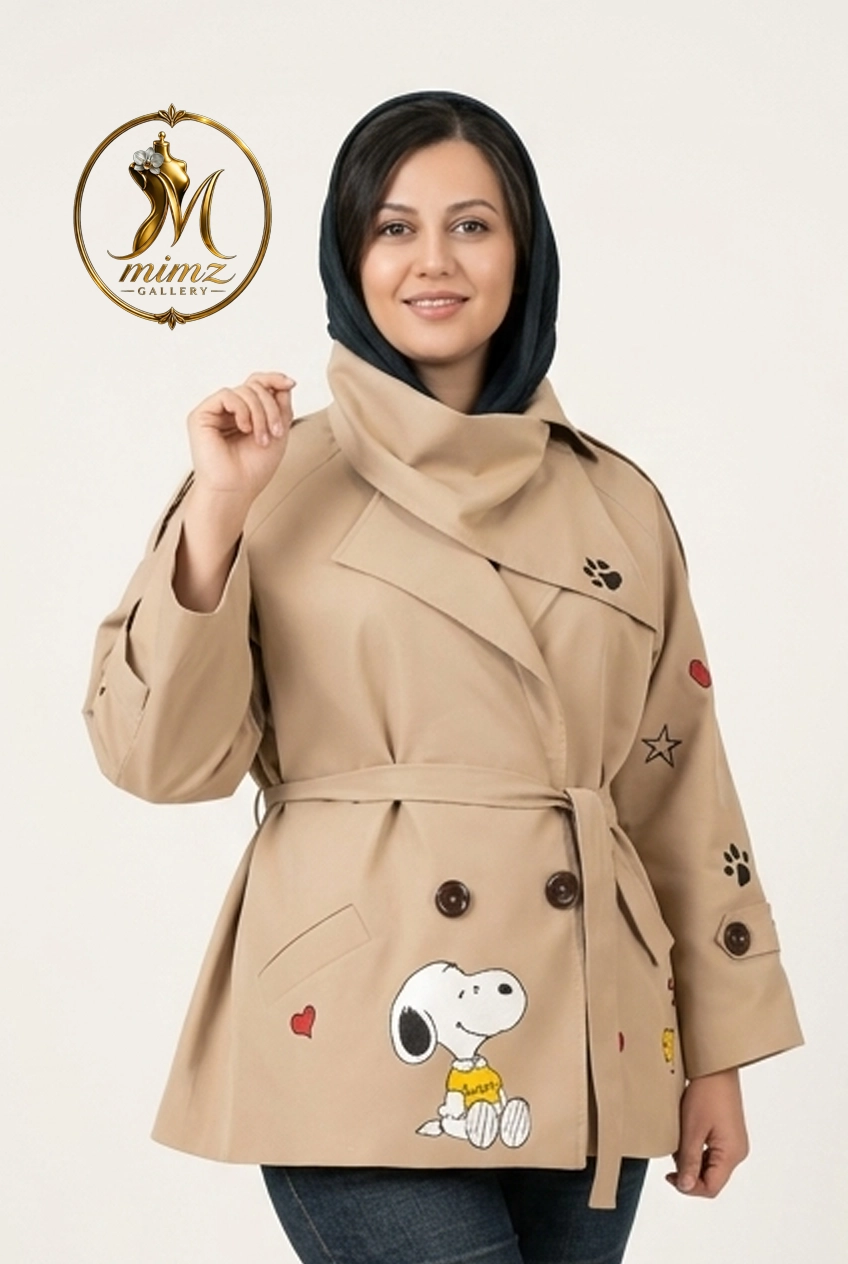 بارانی کتان کوتاه نقاشی دست طرح اسنوپی (Snoopy Edition)